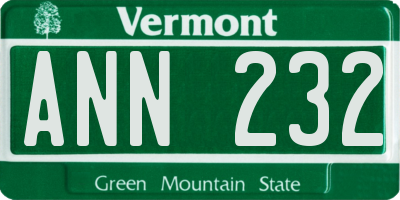 VT license plate ANN232
