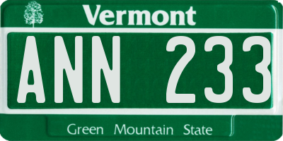 VT license plate ANN233