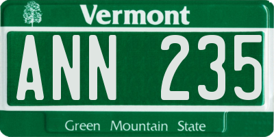 VT license plate ANN235
