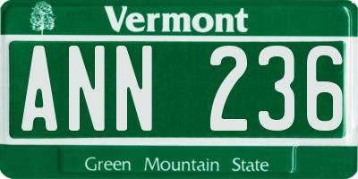 VT license plate ANN236