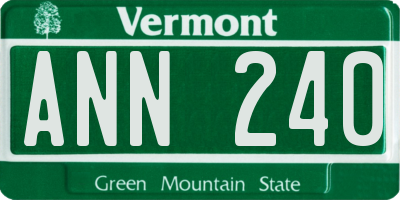 VT license plate ANN240