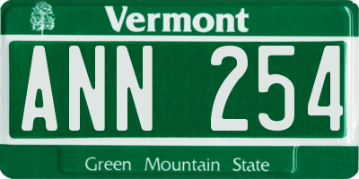 VT license plate ANN254