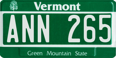 VT license plate ANN265