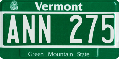 VT license plate ANN275