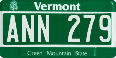 VT license plate ANN279