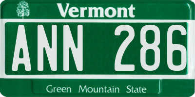 VT license plate ANN286