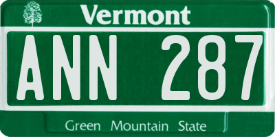 VT license plate ANN287