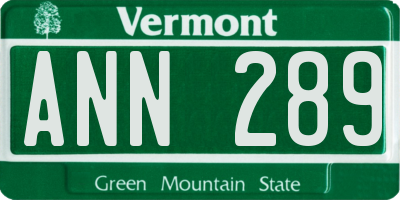 VT license plate ANN289
