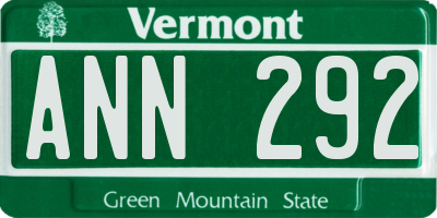 VT license plate ANN292