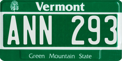 VT license plate ANN293
