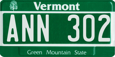 VT license plate ANN302