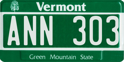 VT license plate ANN303