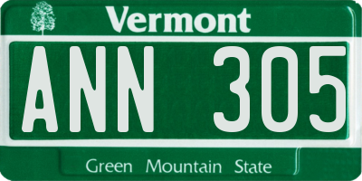 VT license plate ANN305