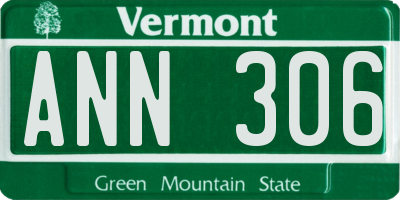 VT license plate ANN306