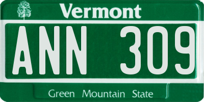 VT license plate ANN309