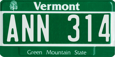 VT license plate ANN314