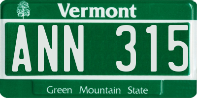 VT license plate ANN315