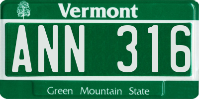 VT license plate ANN316