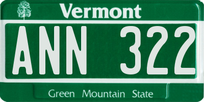 VT license plate ANN322