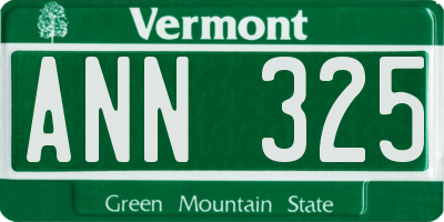 VT license plate ANN325