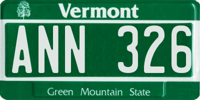 VT license plate ANN326