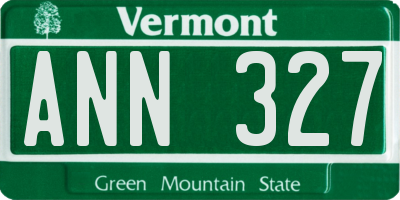 VT license plate ANN327