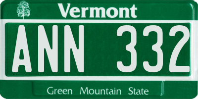 VT license plate ANN332