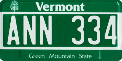VT license plate ANN334