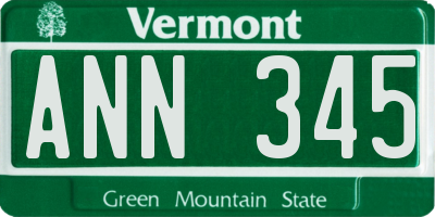 VT license plate ANN345