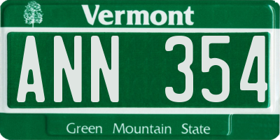 VT license plate ANN354