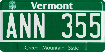 VT license plate ANN355