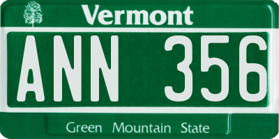 VT license plate ANN356