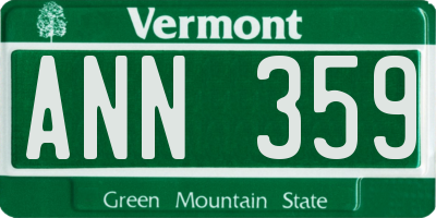 VT license plate ANN359