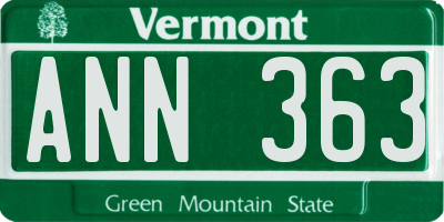 VT license plate ANN363