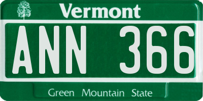 VT license plate ANN366