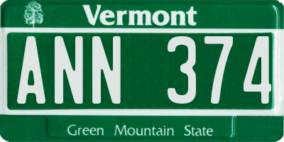 VT license plate ANN374
