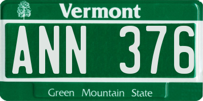 VT license plate ANN376