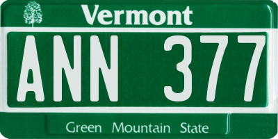 VT license plate ANN377