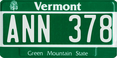 VT license plate ANN378