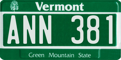 VT license plate ANN381