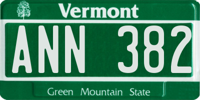 VT license plate ANN382