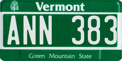 VT license plate ANN383