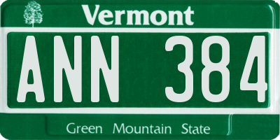 VT license plate ANN384