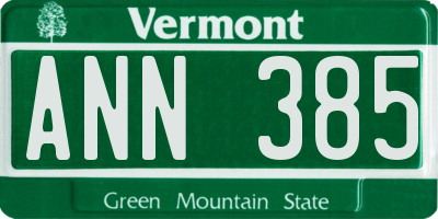 VT license plate ANN385