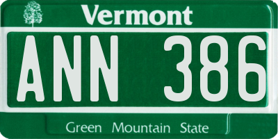 VT license plate ANN386