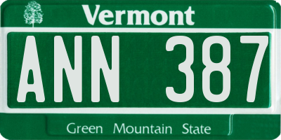 VT license plate ANN387