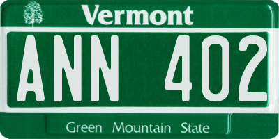 VT license plate ANN402