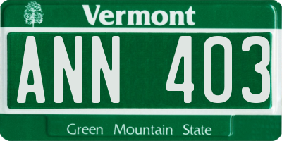 VT license plate ANN403