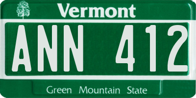 VT license plate ANN412