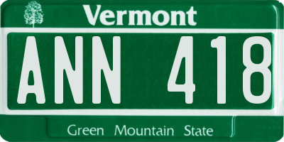 VT license plate ANN418